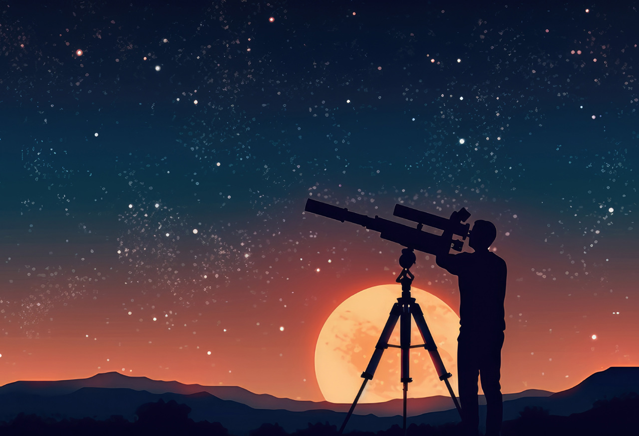 Man looking through telescope