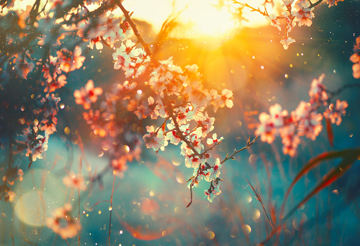 Sunlight through apple blossom